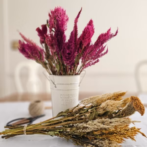 dried celosia flower stem bouquet
