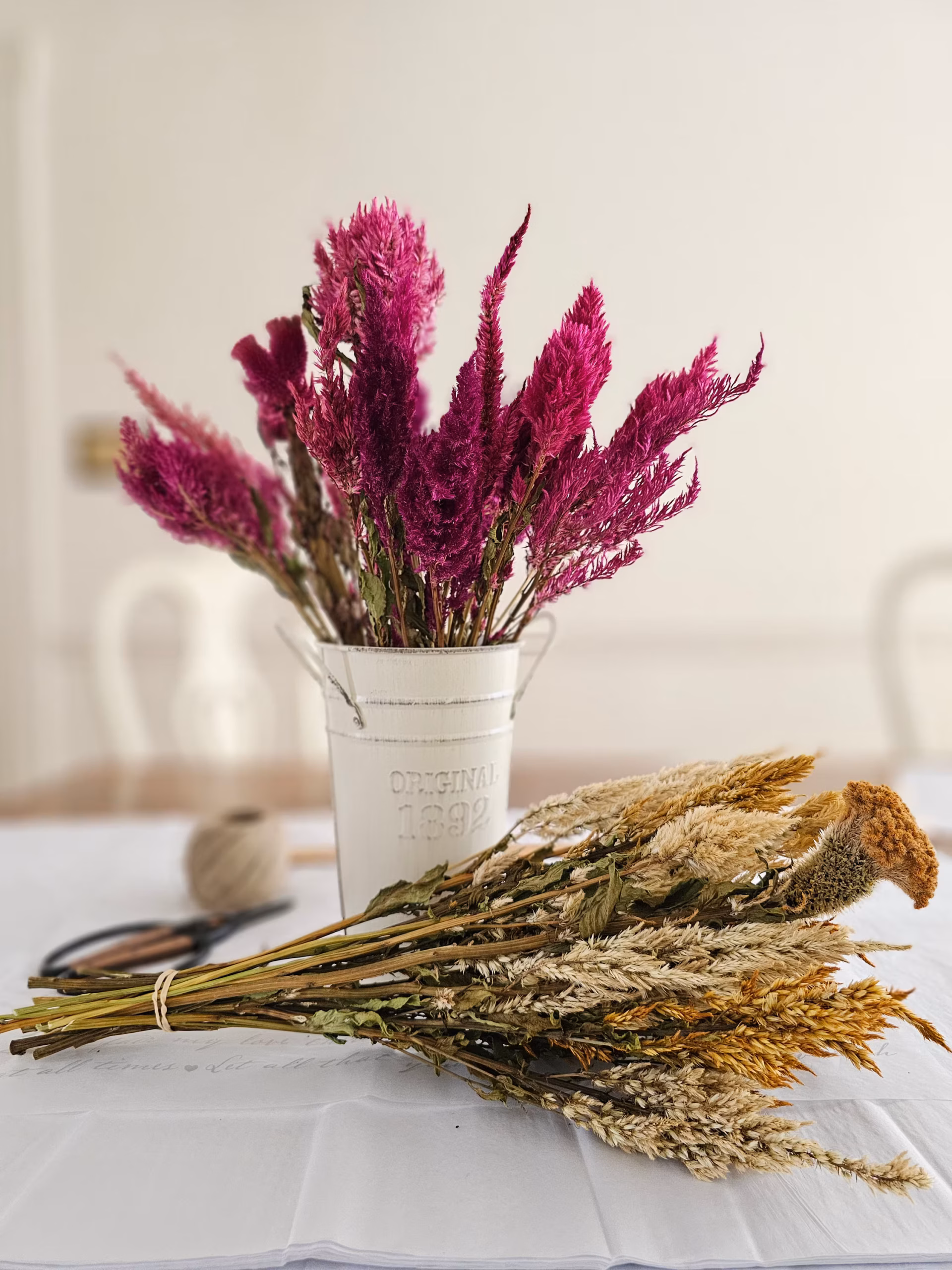 dried celosia flower stem bouquet
