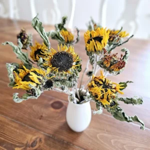 dried sunflower stems bouquet